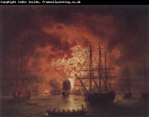 Jakob Philipp Hackert The Destruction of the Turkish Fleet in Chesme Harbour